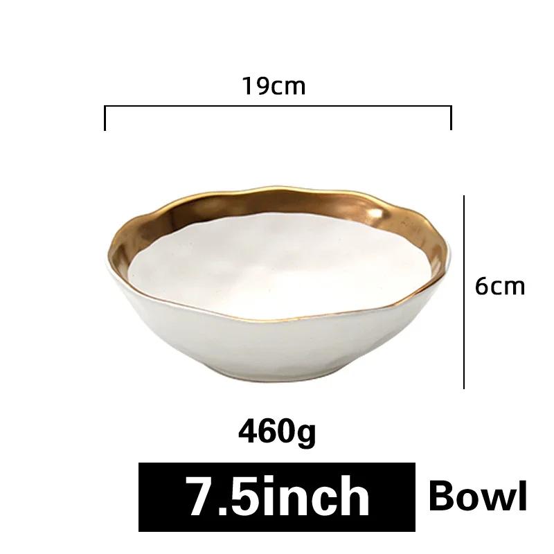 Керамическая тарелка в западном стиле из Пномпеня Матовая позолоченная тарелка для стейка Креативная ретро-тарелка для салата Набор тарелок Североевропейское блюдо для десерта