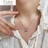 Korea Fashion Jewelry Crystal Moonstone Love Heart Necklaces Pendant For Women Female Pendant Clavicle Chain Collares Para Mujer
