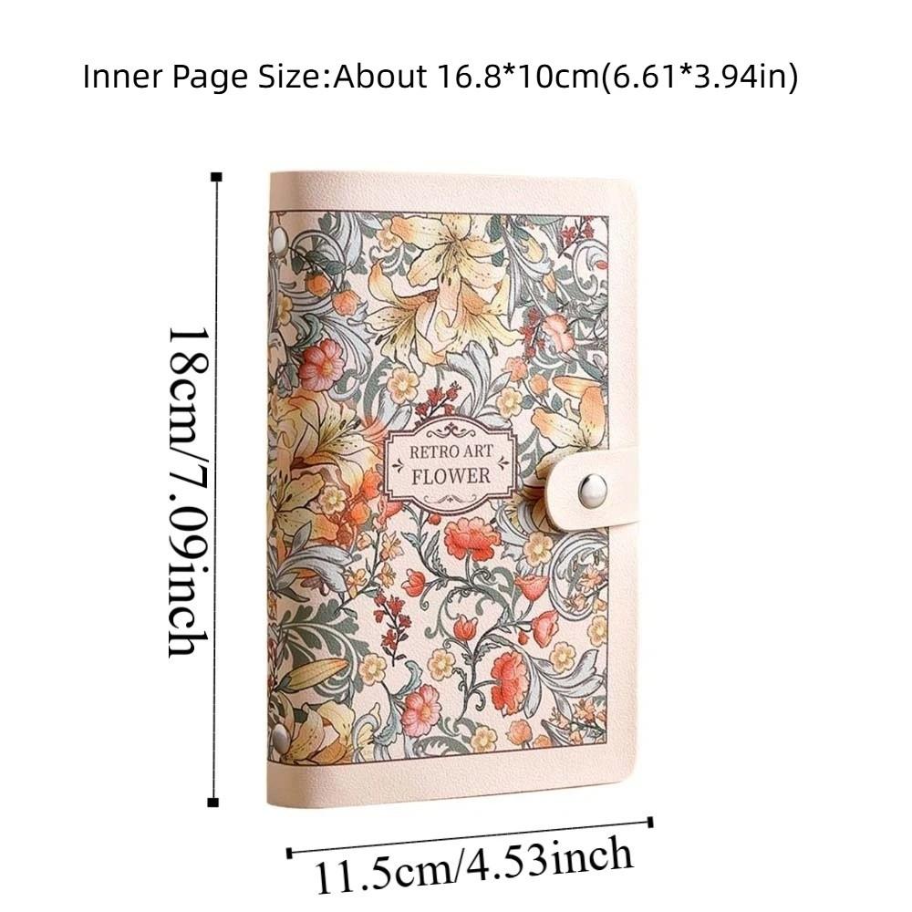 A6 Button Notebook for Money Flower Printed Anti-splash Water Cash Budget Ledger Daily Plan Diary Notepad Leather Savings Book