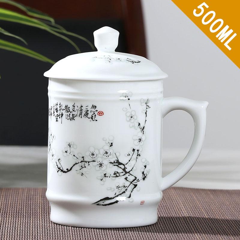 Керамические чашки Цзиндэчжэнь с крышкой, ручная роспись, цветочный узор, мастер-чашка, бутики, аксессуары для чайной церемонии, принадлежности
