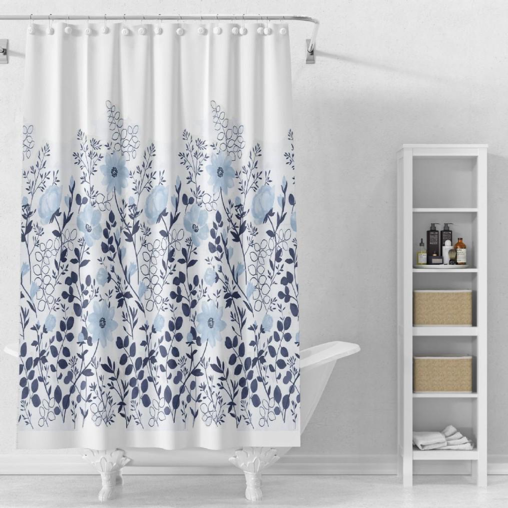 3D-печатная шторка для душа из ПЭВА с крючками – Толстая, водонепроницаемая, устойчивая к плесени перегородка для ванной