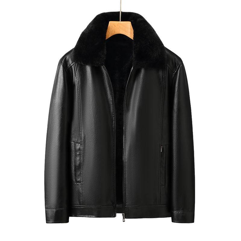 Кожаная куртка для мужчин среднего и пожилого возраста, новая зимняя бархатная утолщенная кожаная куртка для папы