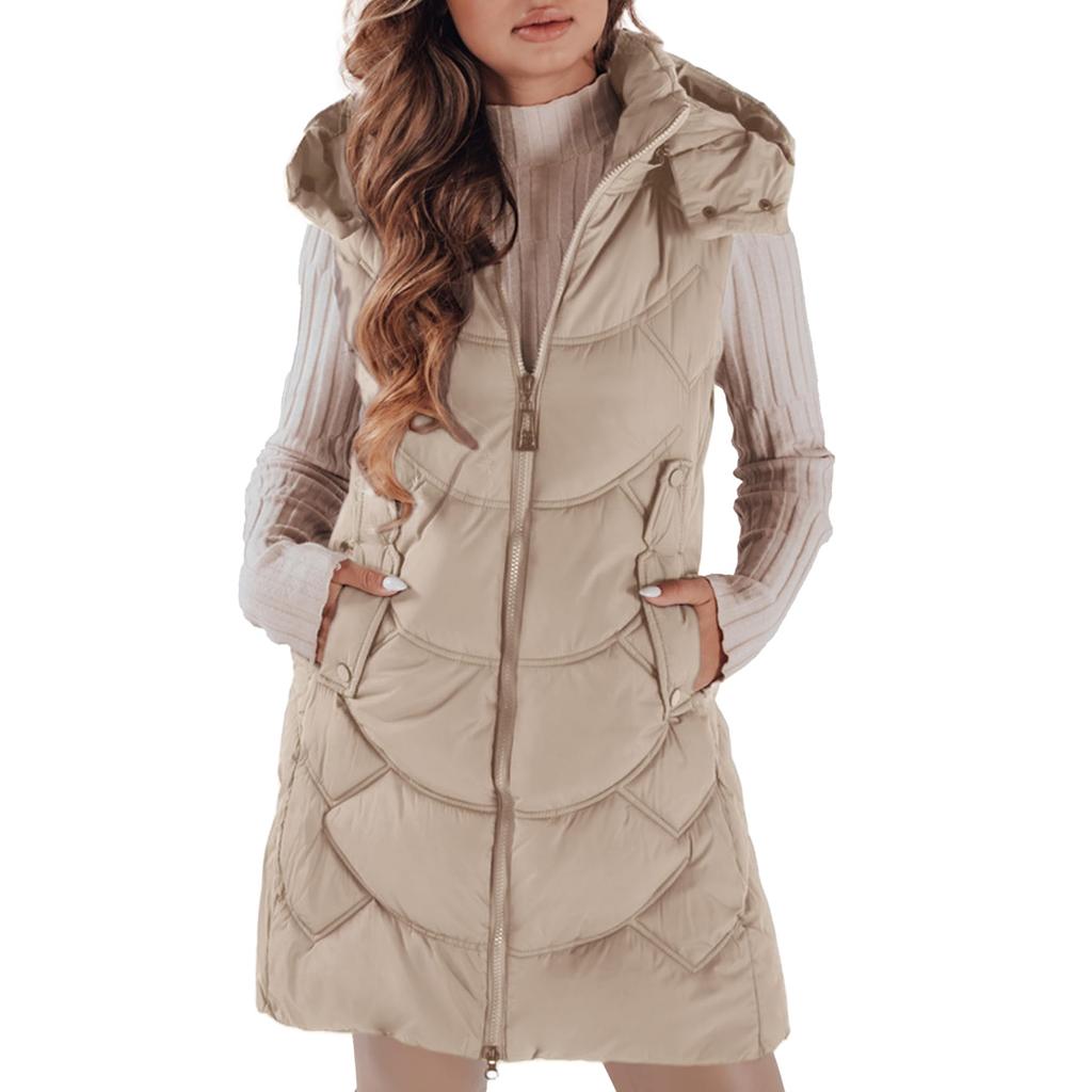 Women's  And Winter Temperament Sleeveless Cardigan Mid-length Cotton Vest Vest Coat