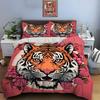 Tiger Surrounded by Pink Flowers Print Soft Comfortable Duvet Cover Bedding Set Included 1*Duvet Cover  2*Pillowcases