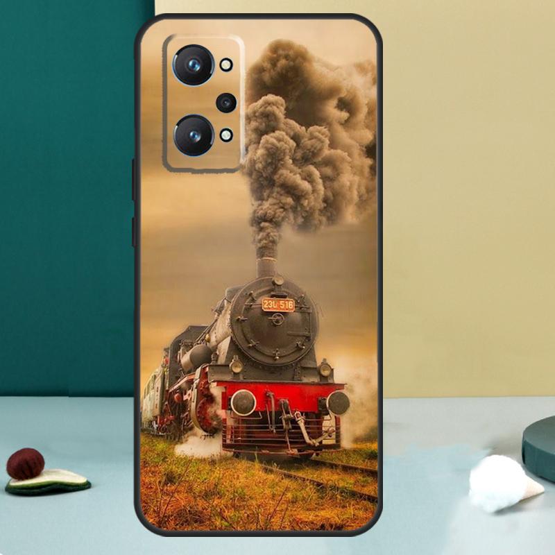 Винтажный паровоз Железная дорога Для Realme 14 13 Pro Plus 10 11 12 GT 5 6 6T GT7 Pro C61 C55 C53 C51 C21Y C25S C75 C67 Чехол