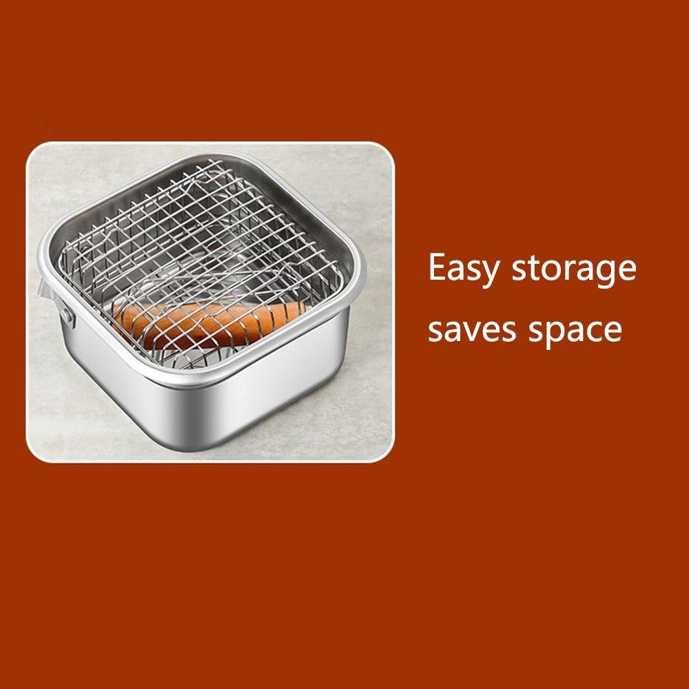 Nonstick Deep Fryer Pot Detachable Handle Camp Food Container Portable French Fries Holder  Outdoor