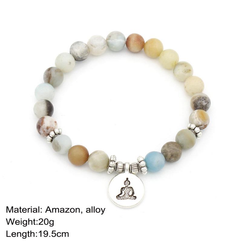 8mm Frosted Amazonite Mala Bracelet with Lotus Pendant