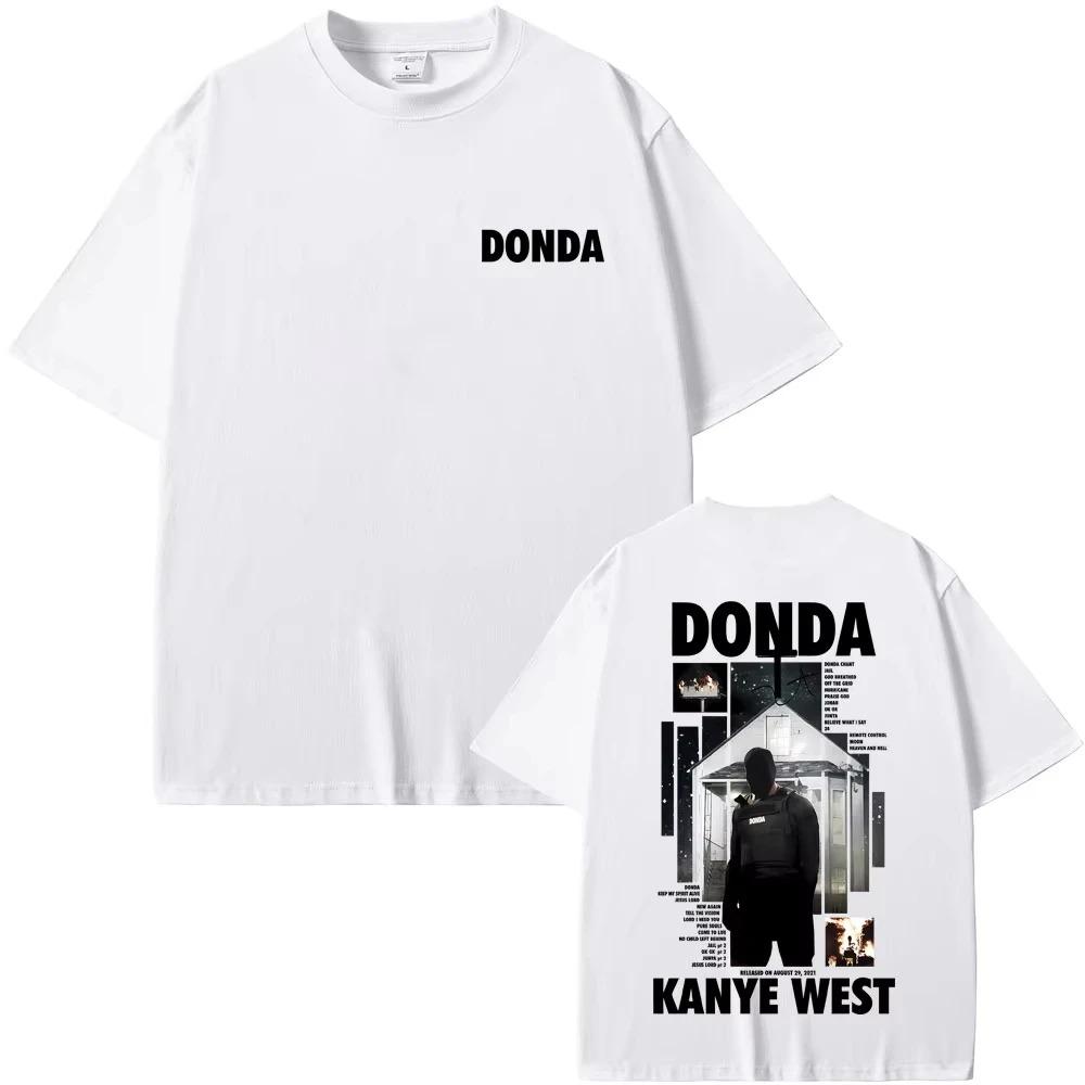 Футболка с узором Donda Канье Уэста Унисекс Хип-хоп Мода Поп-музыка Мужская Повседневная Летняя Винтажный Топ Женские и Мужские Футболки