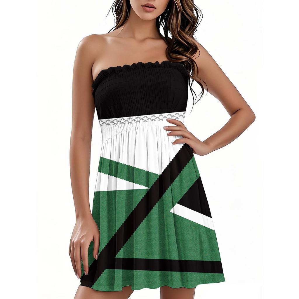 Модное женское повседневное платье-бандо с цветочным принтом без рукавов