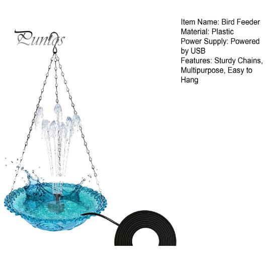 Ванна для птиц с фонтаном, подвесная кормушка для птиц, миска, уличная ванна для птиц с фонтаном, работающим от USB, для сада, заднего двора, патио, крыльца