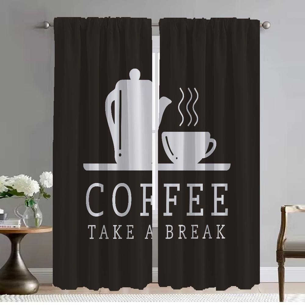 Плотные шторы для комнаты, 2 панели, кофейное время, современные шторы для гостиной, тюль для спальни, домашний интерьер, шторы, абажуры, камера