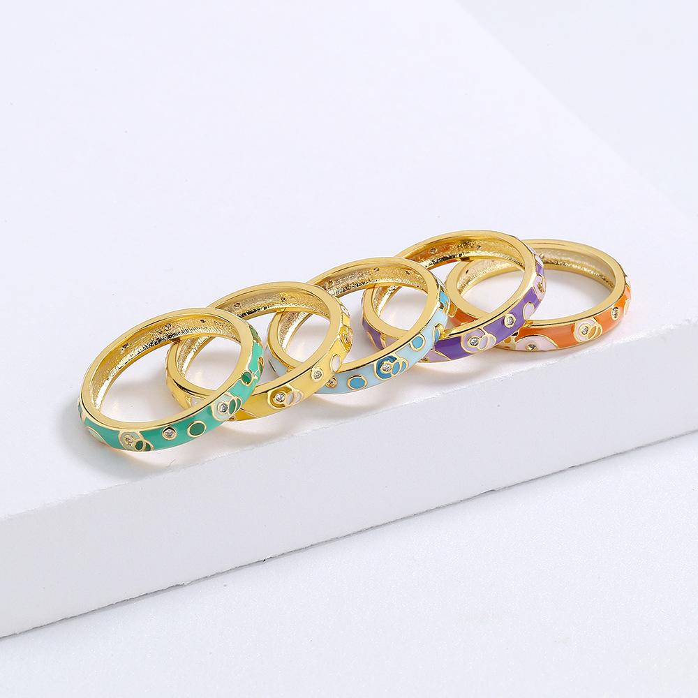New Boho Contrast Enamel Ring Colorful Rings Literary Niche Personality