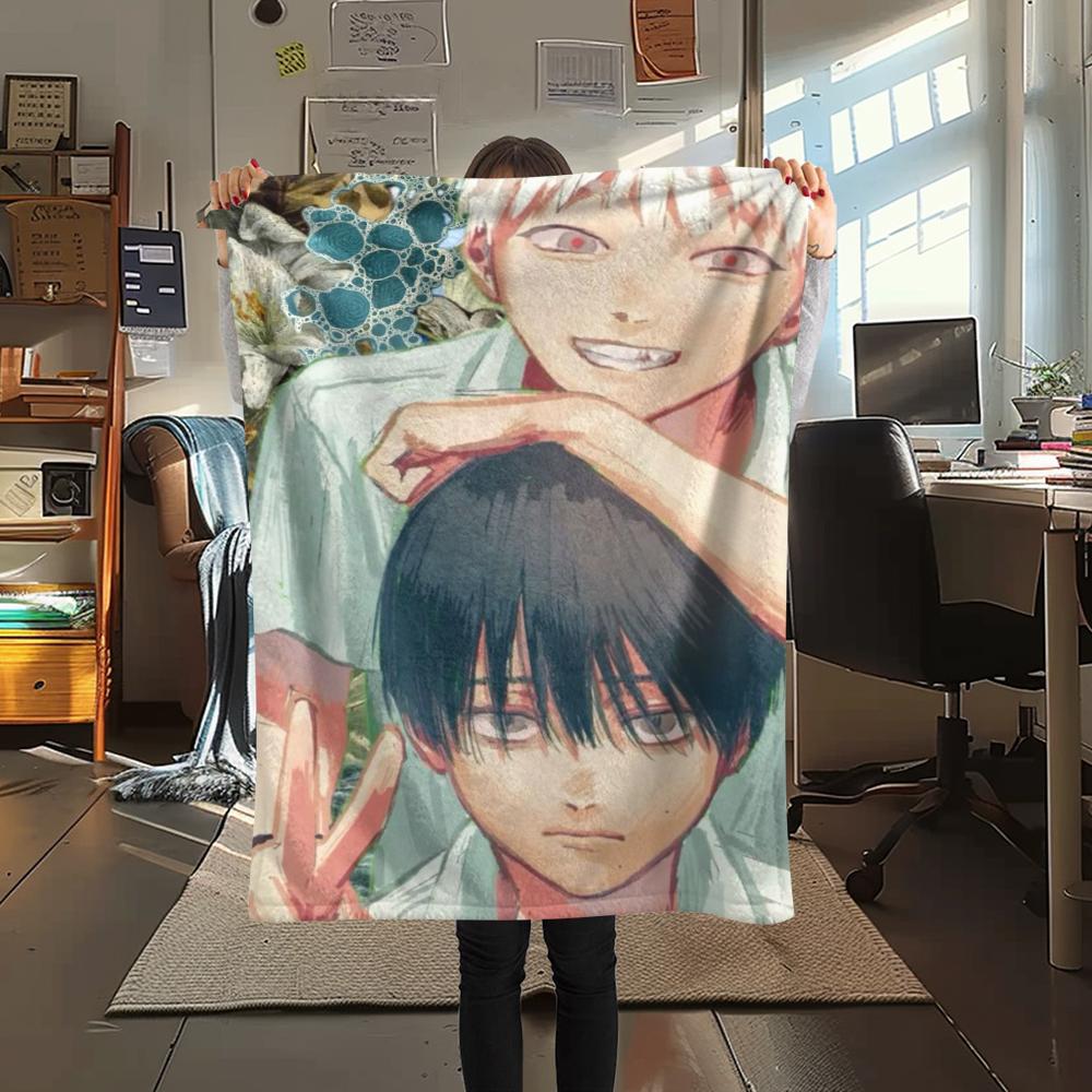 3Pc Summer Hikaru Died Print Flannel Blanket, High quality Comfortable for All Seasons, Home Decor, Warmth and Comfort, Perfect for Christmas Gifts