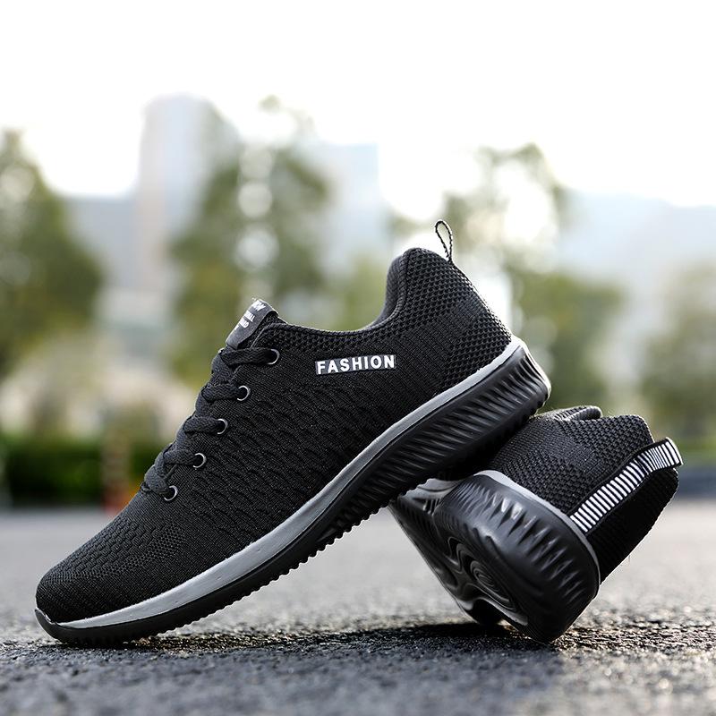 Мужские кроссовки для бега Flyknit большого размера в корейском стиле 2025 года – Модная повседневная спортивная обувь