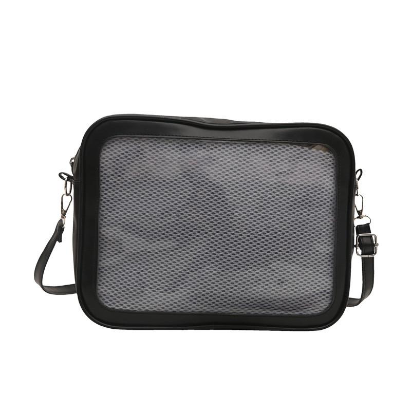 Solid Large Color Capacity Women Shoulder Bag With Compartment Transparent