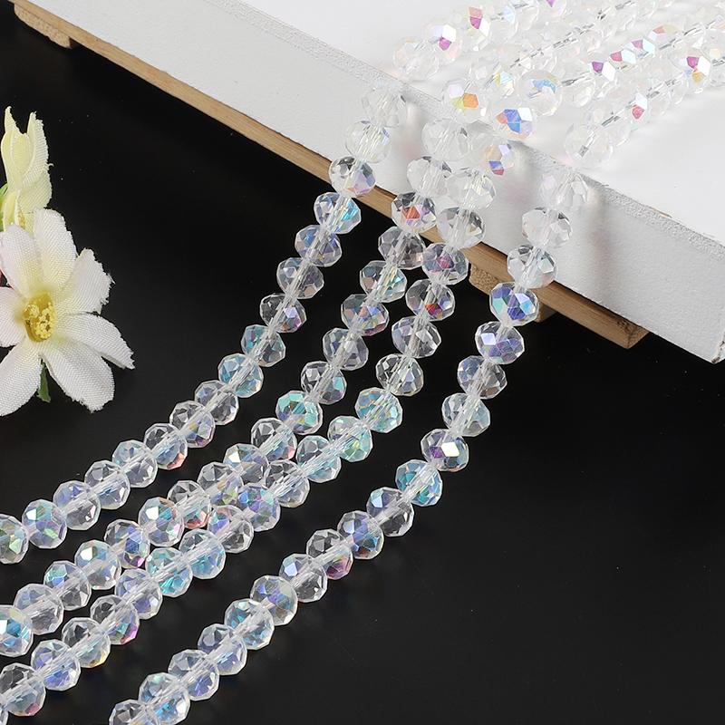 30-200Pcs Rondelle Austria Faceted Crystal Glass Beads Loose Spacer Beads for Jewelry Making