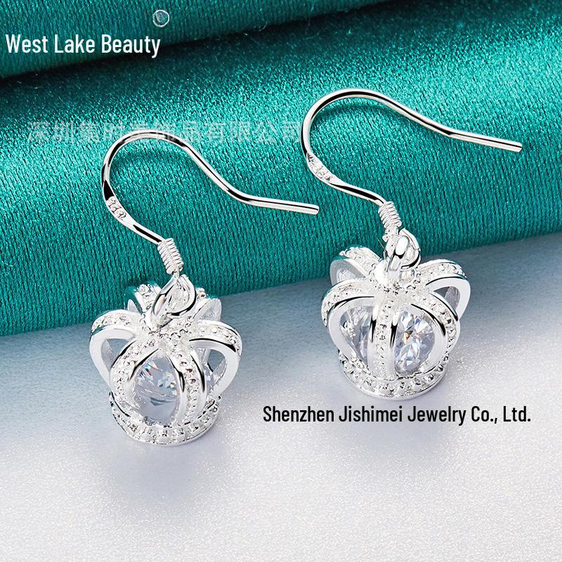 Серебряные серьги с цирконами для женщин - Красота Западного озера