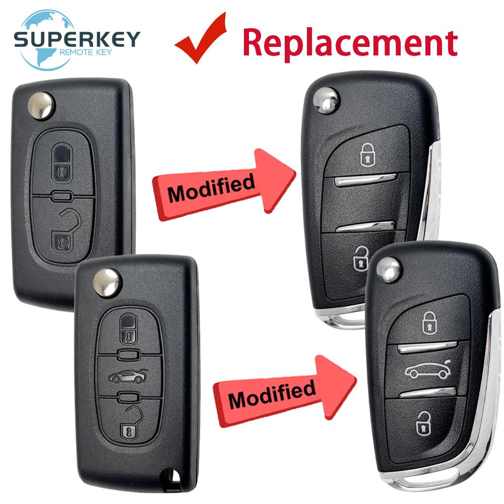 Модифицированный Для Citroen C2 C3 C4 C5 Berlingo Для Peugeot 107 207 307 307S 308 407 607 Складной Брелок для Автомобиля Корпус Чехол Обложка