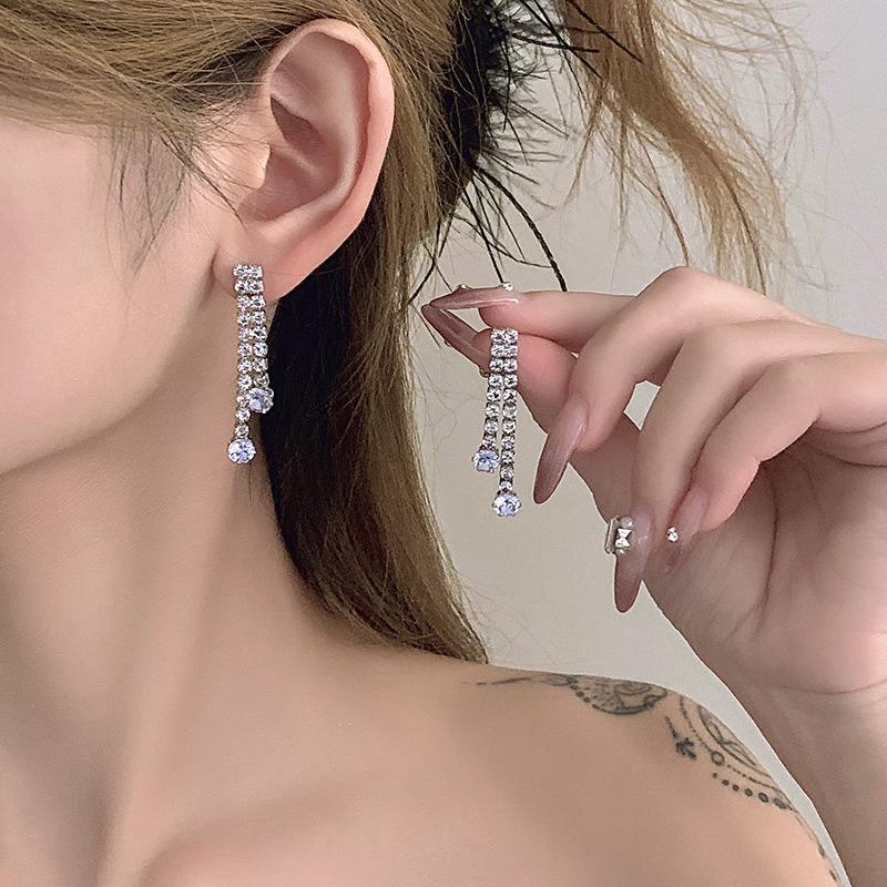 Elegant necklace, bracelet, and earring set - bridal jewelry with full diamond accents