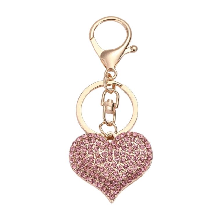 Stylish Heart Keychain Rhinestones Highlighted Charm Corrosion Resistant Key Chain for Keys or Bag Decoration