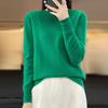 Women Knitted Sweater Round Neck Long Sleeve Ribbed Trim Pullover Sweater Solid Color Loose Hem Knitwear