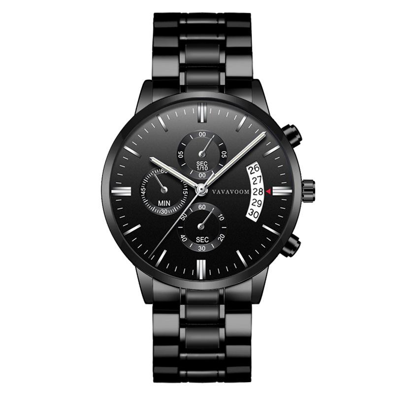 VA VA VOOM Stainless Steel Blue Black Silver Men's Watch Business Calendar Quartz Men's Watch
