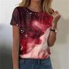 Женская мода Sky Print модная универсальная облегающая футболка с коротким рукавом