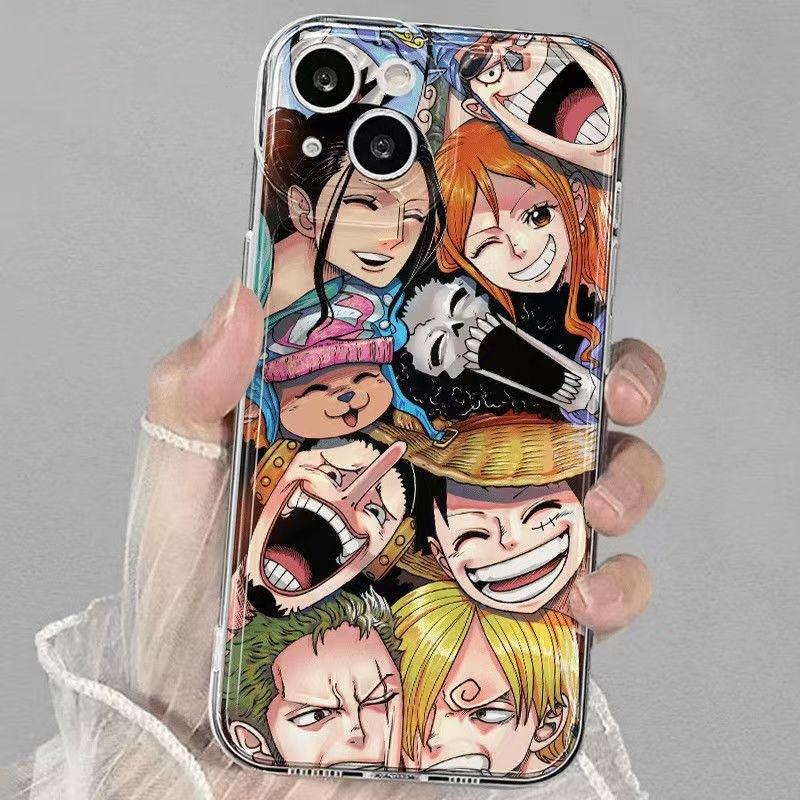 Чехол для мобильного телефона ONE PIECE для Apple 13ProMax/14/15/16/12/11 мультфильм анимация прозрачный мягкий чехол X