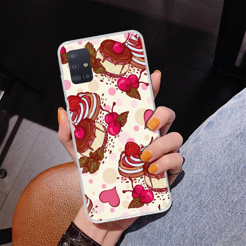 Чехол для телефона Macaron Ice Cream Cake Doughnut для Samsung Galaxy A52 A32 A22 A12 A51 A31 A50S A30S A20S A10S Note 20 Ultra 10 Plus