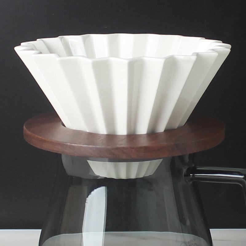 Деревянный держатель для кофейных фильтров из массива дерева для V60/Origami - Конус и основа для кекса, Совместим с V01/V02