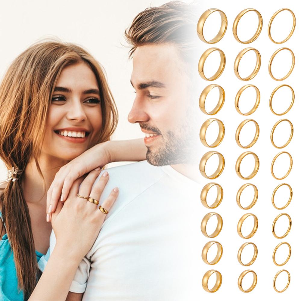 27Pcs 27 Style Stainless Steel Finger Rings for Women, Golden, 2~6mm, Inner Diameter: 15.5~22.9mm, 1pc/style