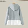 ZANZEA Женские осенние цветные толстовки с капюшоном и длинным рукавом