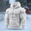 Мужское худи с мускулами, фланелевая толстовка с капюшоном и карманом-кенгуру, забавный пуловер для рождественского костюма, уличная одежда для вечеринки