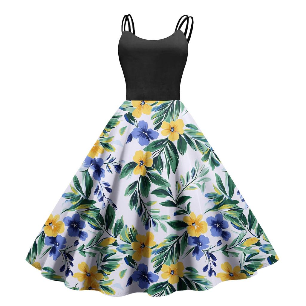 Women's Casual Fashion Print Sexy Off Shoulder Punk Retro Dress Retro Dress Dress