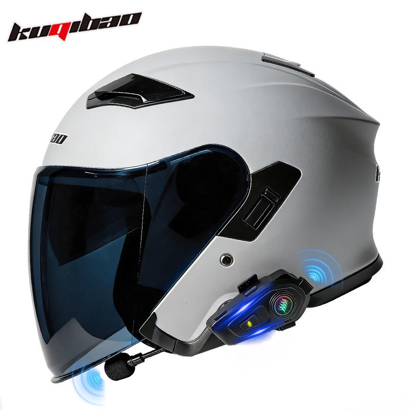 Крутой легкий Bluetooth-шлем для мотоцикла с двойным визором, сертифицированный 3C, длительное время работы от аккумулятора, удобная посадка.