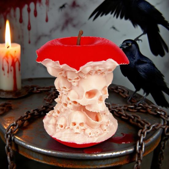 Статуя черепа с сердцевиной из фруктов на Хэллоуин, жуткая 3D-печатная фигурка черепа с фруктами для декора интерьера дома, гостиной, офисного стола