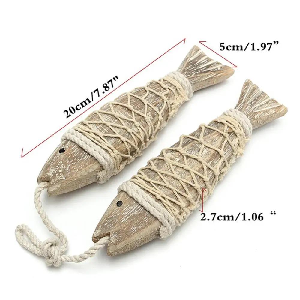 Mediterranean Fish Ornament Hanging Wall Hanging Decor Vintage Wooden Pendant Home