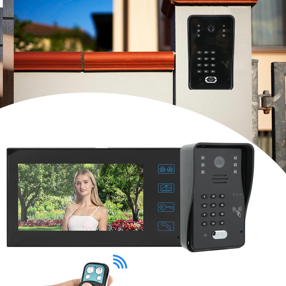 7-дюймовый TFT LCD дверной звонок с дистанционным управлением, паролем, картой, видеодомофоном, водонепроницаемым домофоном