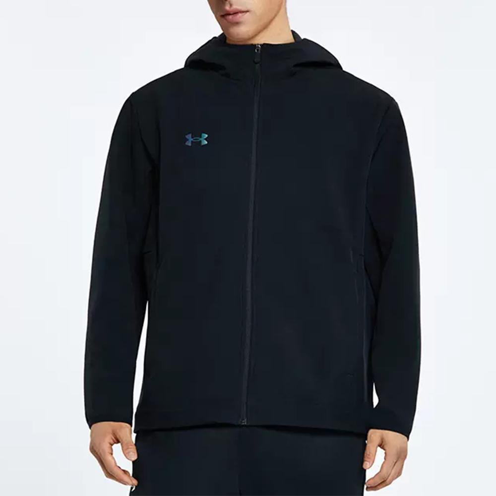 Under Armour Куртка с градиентным светоотражающим логотипом и принтом из букв, тканые спортивные длинные брюки, повседневный спортивный костюм, мужской костюм, черный 22600401-001+22500706-001