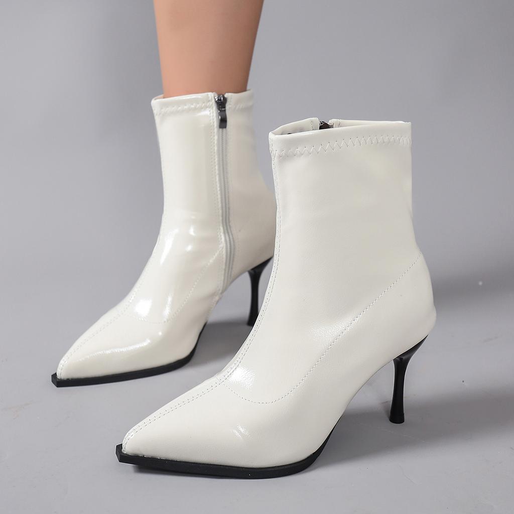 Fashion New Style Luxury Spring Pointed Toe Women Modern Ankle Boots Fashion Soft Leather Short Booties Concise Women's High Heels Shoes