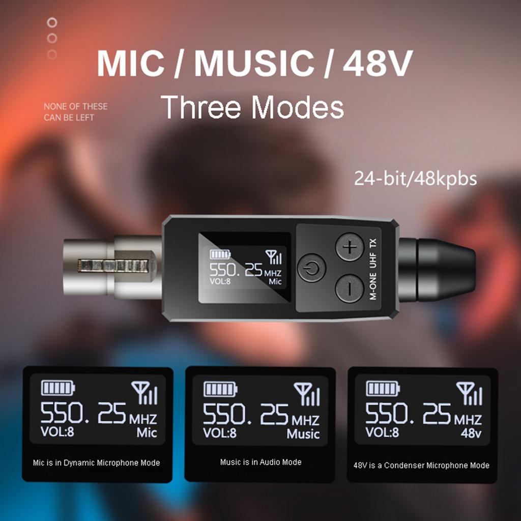 1 пара подключаемых микрофонов, беспроводная система, UHF-передатчик и адаптер-приемник, конвертер для аудиомикшера, DSLR-камеры