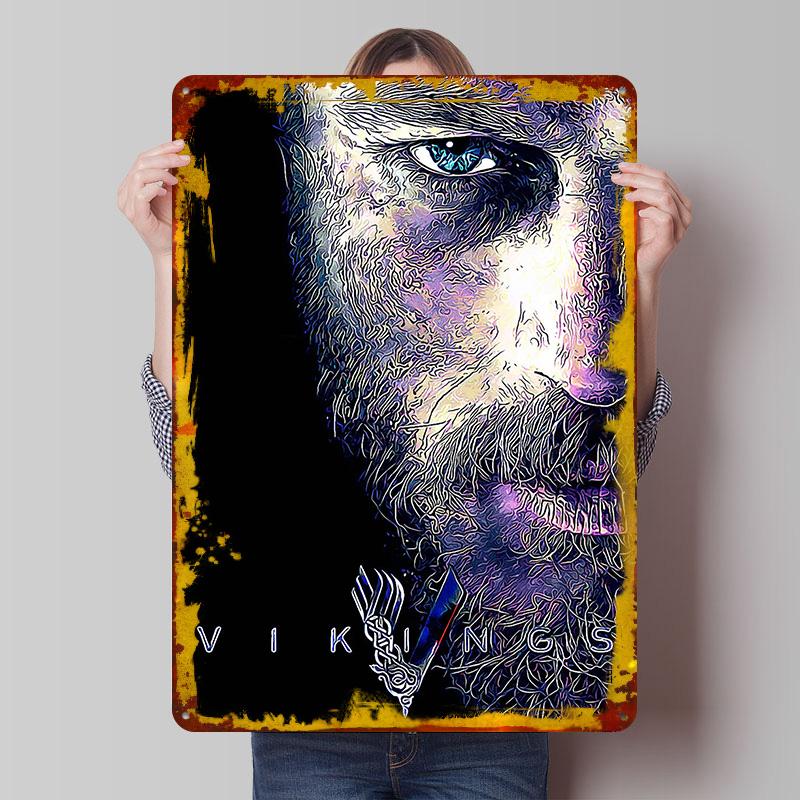 Vikings Tin Plaque Poster Customized Wall Art Retro Vintage Metal Signs for Man Cave Aesthetic Room Decor Men Decoration At Home