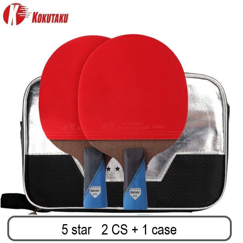 KOKUTAKU ITTF Approved Professional 4/5/6 Star Ping Pong Racket Carbon Table Tennis Racket Bat Paddle Set Pimples In Rubber with Bag