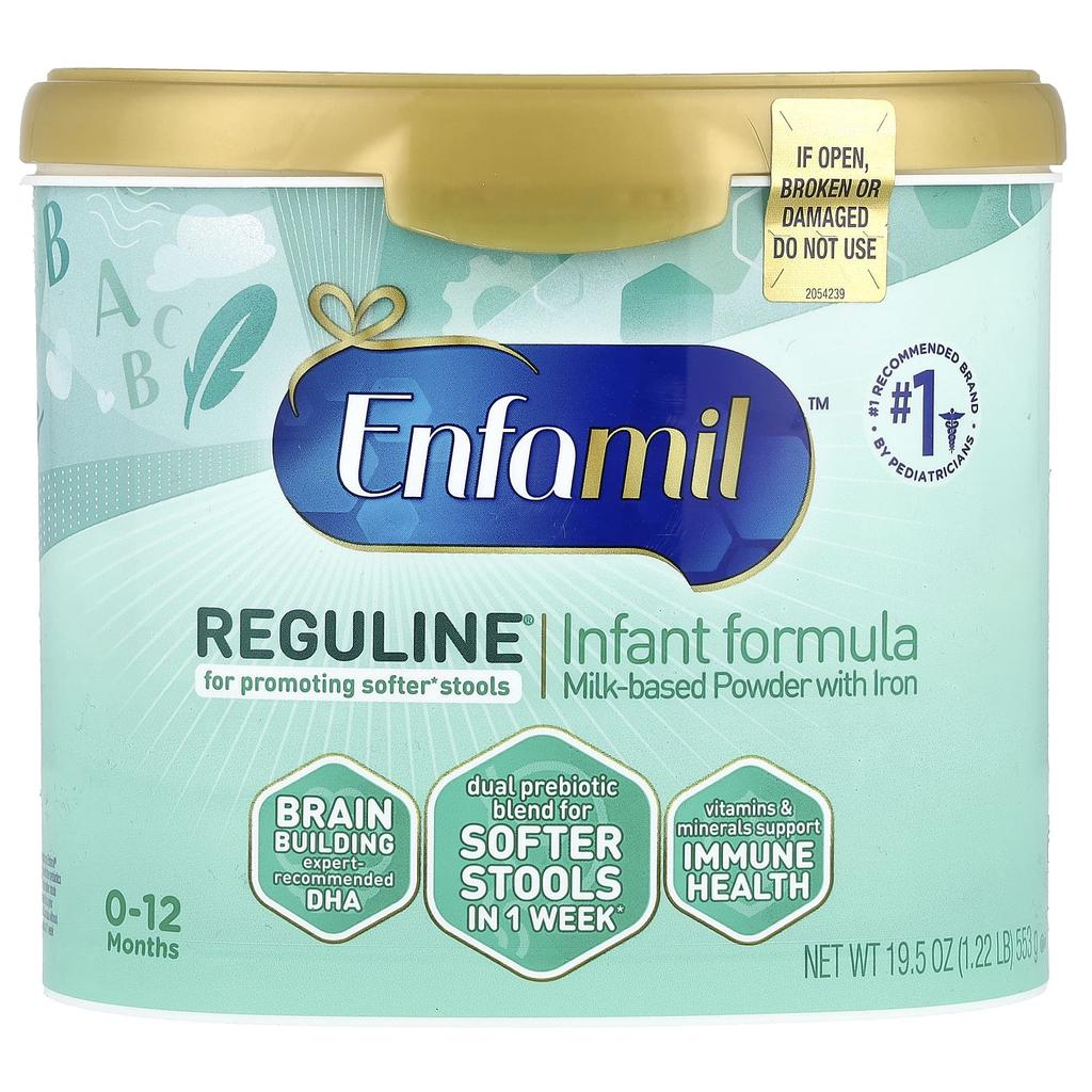 Enfamil Reguline® Infant Formula, Milk-Based Powder with Iron, 0-12 Months, 553 G (19.5 Oz)