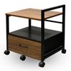 Printer Cart with Drawer for Wood W X 37cm D X Floor To Table 45cm Cart/Desk PJC-7002-WD2 Under-Desk Storage, Grain, Dimensions 48.5cm 53.5cm H,