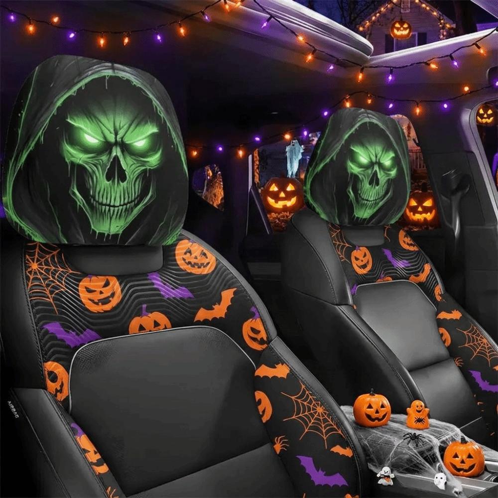 2PCS Elastic Halloween Car Headrest Covers Auto Interior Decoration Cover Decoration