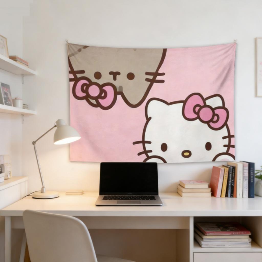 MultiSize HHello Kitty Festival Tapestry for Bedroom Living Room Dorm Home Decor Party Daily Use High Quality Print Design