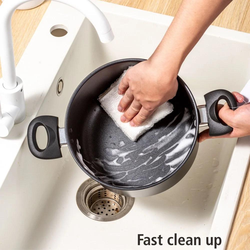 Алюминиевая кастрюля-жаровня с антипригарным покрытием 5QT со стеклянной крышкой, можно мыть в посудомоечной машине, легко чистить, клепаная ручка, закаленное стекло, подходит для всех типов плит