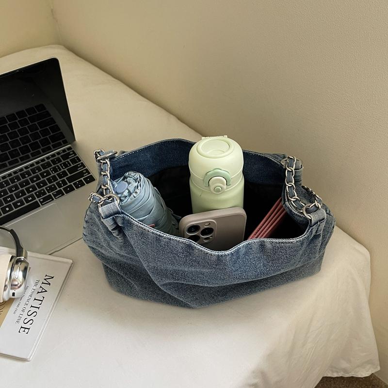 Джинсовая сумка Цепочки Сумка через плечо Женская сумка на плечо