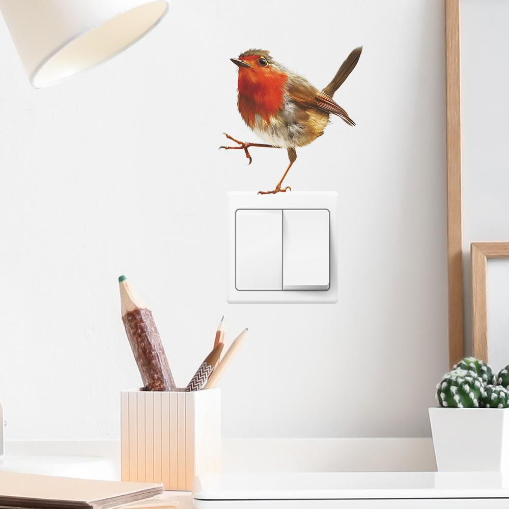 Fun-kg70 Мультяшная игривая птица, наклейка на стену для детской спальни и украшения дома